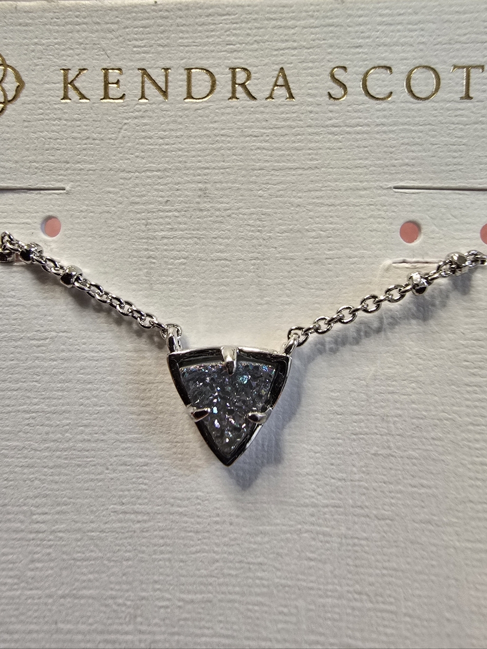 Kendra Scott Silver Triangular Gray Druzy Necklace